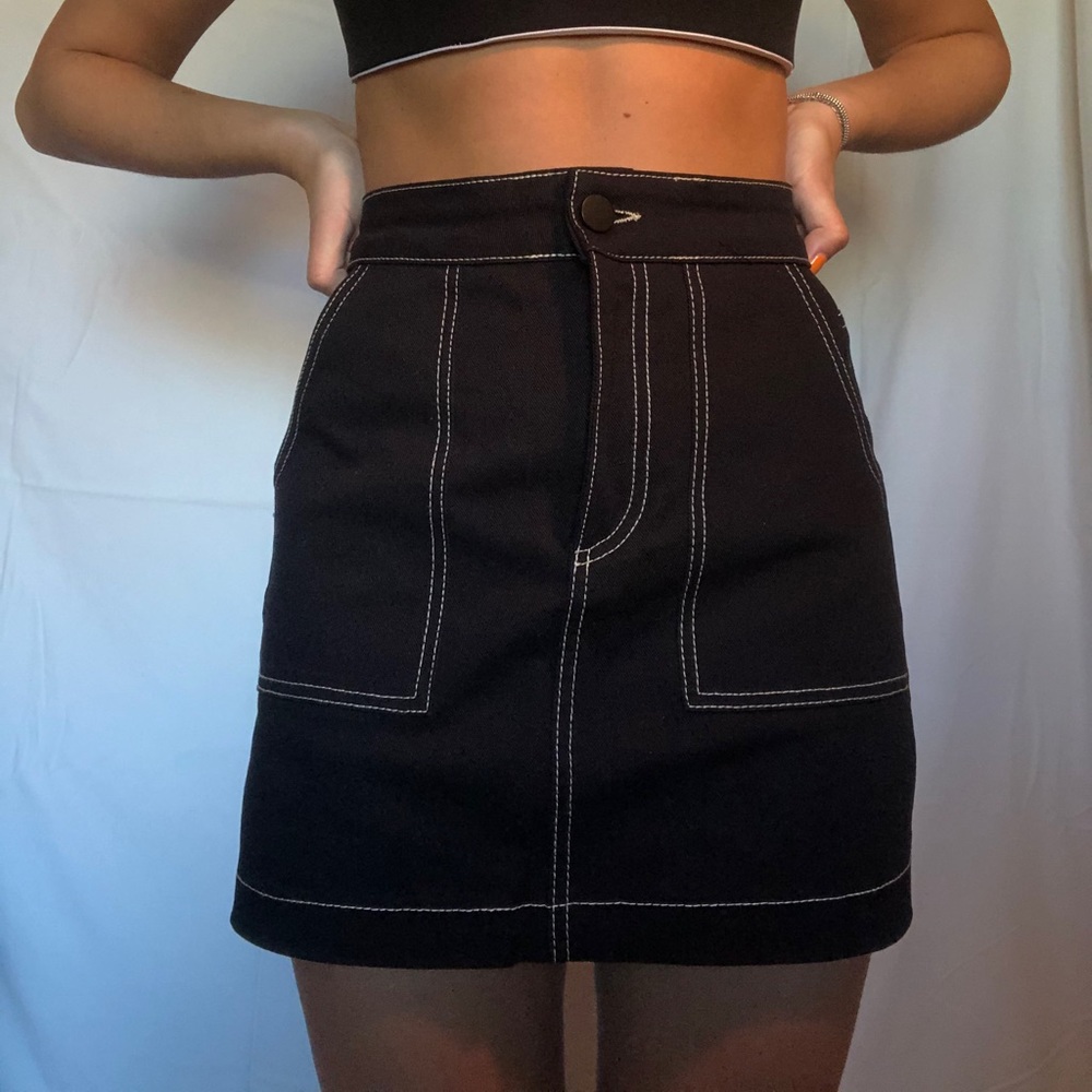 Zara Black Denim Mini Skirt